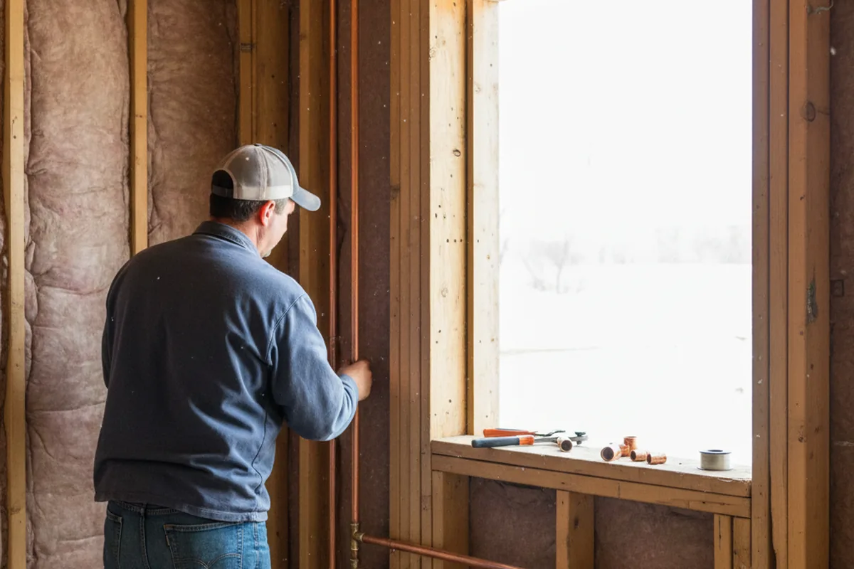 Licensed plumber running new copper supply lines in a Whick home