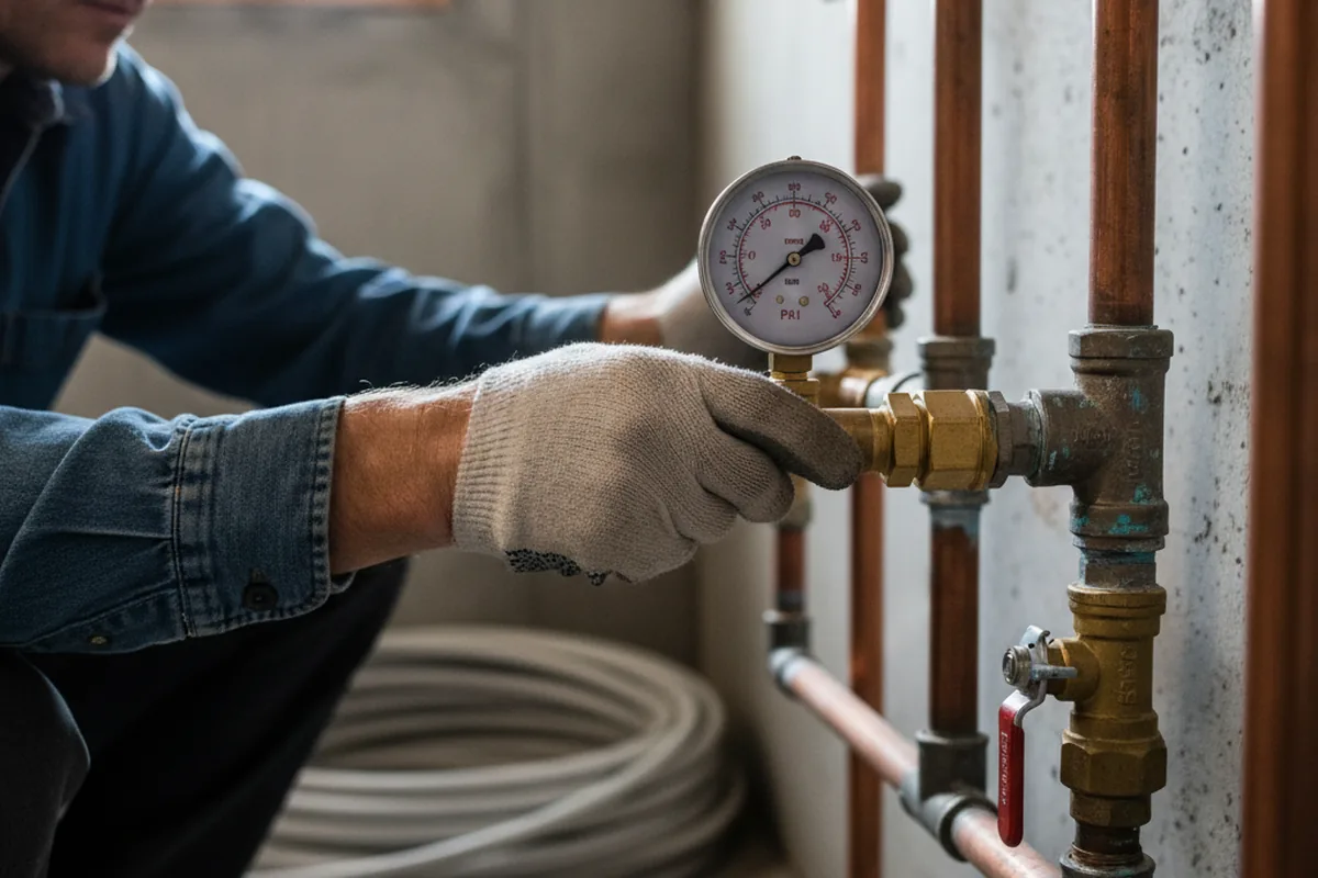 Pressure testing a repaired line during Water Line Repair in Whick